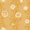 Abstract blanket flower vector seamless botanical pattern background. Monochrome orange trailing florals on textured