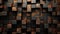 Abstract block stack wooden 3d cubes, black wood texture for backdrop