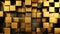 Abstract block stack wooden 3d cubes, golden wood texture for backdrop