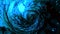 Abstract blue 3D spiral shaped tornado with unusual transforming texture, seamless loop. Motion. Top view of water like
