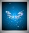 Abstract blue background with glass wings.