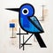 Abstract Blue Bird Drawing In The Style Of De Stijl