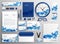 Abstract blue business collateral set design