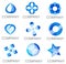 Abstract Blue Company Logo Set Icons