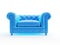 An abstract blue couch