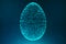 Abstract blue Easter eggs consisting of blue lines and glowing neon dots. Abstract egg triangle shape. Happy Easter Egg