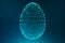 Abstract blue Easter eggs consisting of blue lines and glowing neon dots. Abstract egg triangle shape. Happy Easter Egg