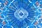 Abstract blue geometric ornament on silk batik