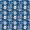 Abstract blue geometric traditional ethnic seamless pattern