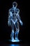 abstract blue glowing figure on blackground
