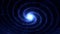 Abstract blue glowing spiral galaxy rotating on black background, seamless loop. Animation. Amazing shining stars