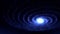 Abstract blue glowing spiral galaxy rotating on black background, seamless loop. Animation. Amazing shining stars