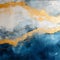 Abstract Blue And Gold Painting Inspired By Ethereal Cloudscapes And Kintsugi