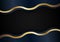 Abstract blue and golden wave line stripes on black background. Luxury style