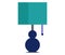 Abstract blue human silhouette with square head under turquoise shade. Simplistic representation of person in