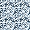 Abstract blue Japanese Seamless Vector Patterns. Modern Artistic plants, flower, circles hand drawn with brush on white