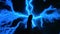 Abstract blue lightning. A man touches his hand to electricity. Aura scan, human electromagnetic field. Scanning the