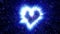 Abstract blue love heart made of small bright glowing particles of energy festive