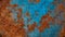 Abstract blue orange rusty spotty dirty grunge weathered old aged metal steel cubes blocks wall texture - 3D rendering background