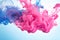 Abstract Blue and Pink Colors Smoke Explosion on White Background