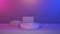 Abstract Blue Pink vibrant Pedestal Stage for Winning Awards or present content advertising banner product design mockup. 3D