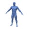 Abstract blue standing man. Isolated on white background. Vector illustration