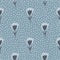 Abstract blue tulip flowers seamless pattern on dots background. Cute little flower endless wallpaper