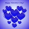 Abstract blue Valentine`s Day Hearts