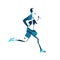 Abstract blue vector runner. Running man