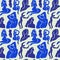 Abstract blue women seamless pattern