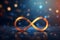 Abstract blur bokeh banner background with infinity math symbol