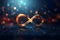 Abstract blur bokeh banner background with infinity math symbol