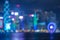 Abstract blur image of Hongkong city with circle bokeh