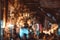 Abstract blurred background of Marrakesh souk market.