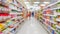 Abstract blurred background, People shopping goods  on shelves in super market