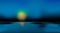 Abstract blurred dark background with beginning of sunrise or sundown. Blue tone backdrop. Water surface in nature and bokeh art.