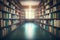 Abstract blurred empty college library interior space