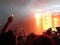 Abstract blurred image. Crowd during a entertainment public concert a musical performance. Hand fans in fun zone people