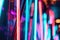 Abstract blurred neon lights with bokeh, creating a vibrant and mysterious atmosphere, ideal for backgrounds in tech