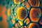 Abstract blurred yellow green microscopic cells and bacteria illustration with copy space background.