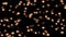 Abstract blurry burning red hot sparks rise from a large bonfire in the night sky. 3D. 4K. Isolated black background