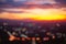 Abstract bokeh from beautiful sunset at Songkhla Thailand. cityscape in the evening.