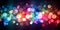 Abstract bokeh dark background illustration with colorful lights. Blurred bokeh multicolored background with city lights in trendy