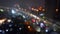 Abstract and Bokeh picture of Raindrops with city view from apartment window