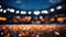 Abstract bokeh of stadium at night, defocused background