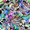 Abstract bold vivid multicolor psychedelic pattern Mixed chaotic geometric mosaic elements in motion