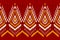 Abstract border ethnic Ikat art. Seamless pattern traditional. Aztec ornament print. Red background