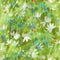 Abstract botanical seamless pattern with smeared green meadow field wild herbs and flowers