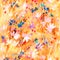 Abstract botanical summer seamless autumn pattern with smeared meadow field wild herbs and flowers