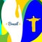 Abstract Brazil and statue design over colored background